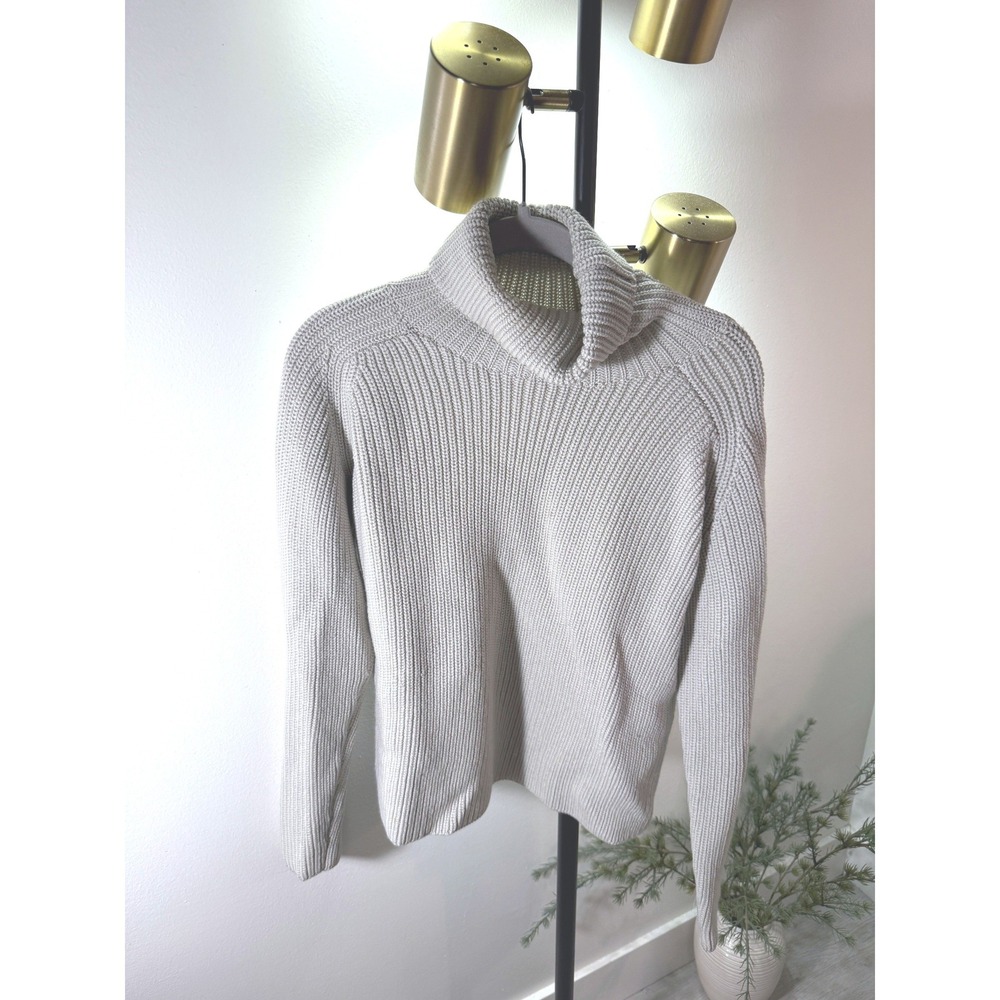 Banana Republic Womens Oatmeal Merino CowlNeck Ribbed Sweater Medium 602637